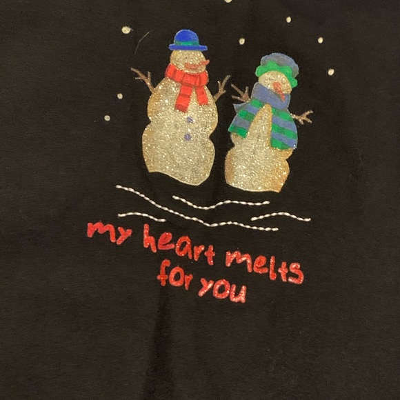 XL Romantic  "My Heart Melts For You" Snowman & Girl Top - Picture 4 of 10